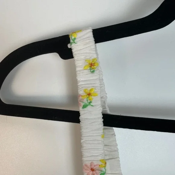 For Love & Lemons Celia Floral Embroidered Shirred Lace-Up Mini Dress XS - Picture 4 of 14